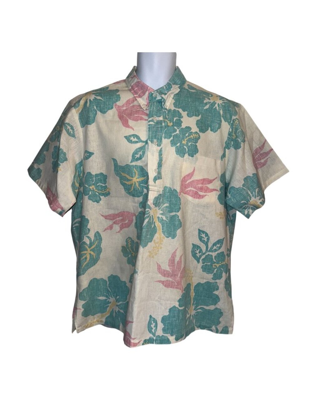 VTG Kahala Button Shirt Mens XL Floral Plumeria Vacation Aloha Hawaiian Retro